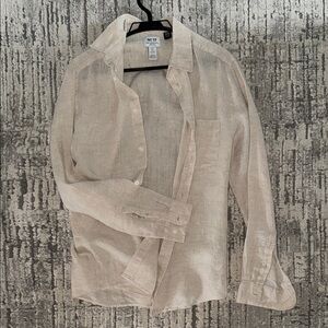 No 17 H&M Essentials Shirt Mens S Beige Linen Long Sleeve Button. Never worn